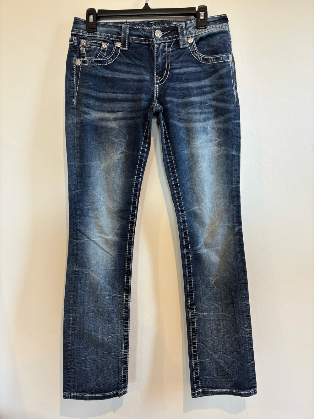Miss Me Classic Dark Blue Distressed Straight leg Women’s Jeans